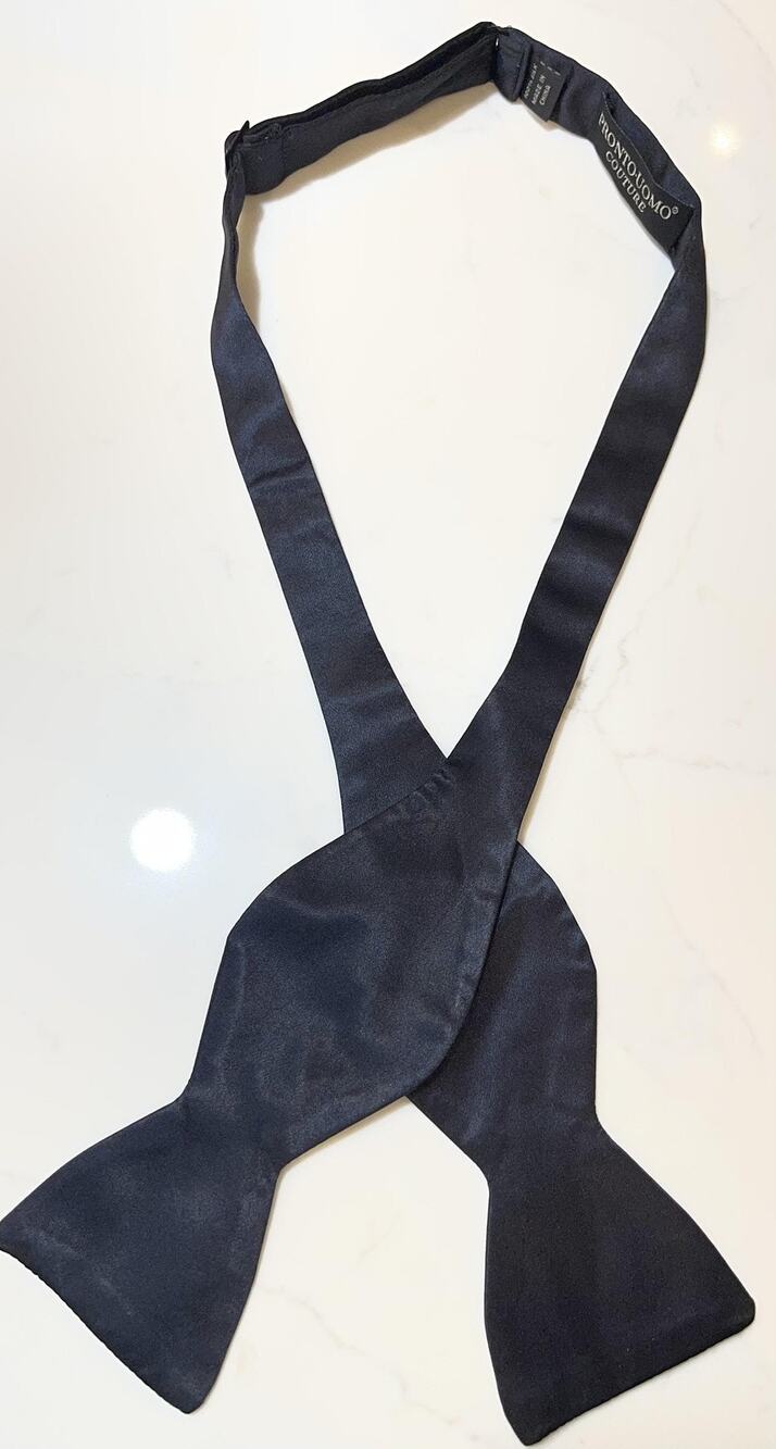Pronto Uomo Couture Bow Tie Mens One Size Black Silk Self-Tie Adjustable Formal